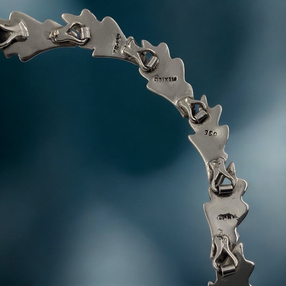 Vtg Taxco Mexico 950 Sterling & Lapis Lazuli Artisan Statement Necklace 136grams - Picture 4 of 10